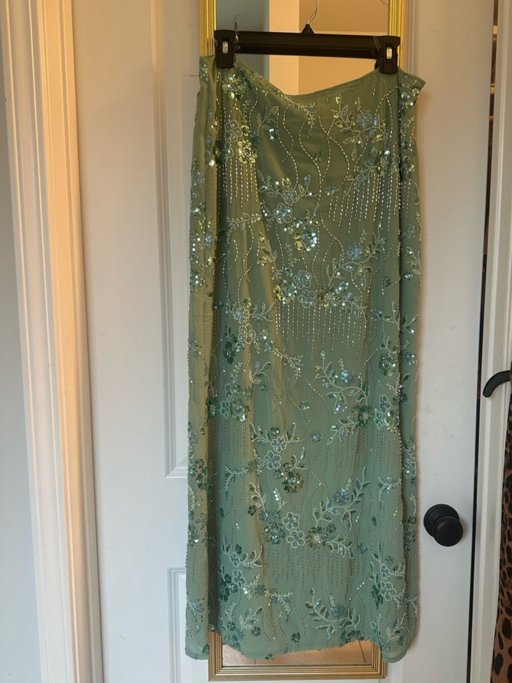 Peppermayo Corinne Low Rise Sequin Maxi Skirt - Mint - Picture 5 of 9